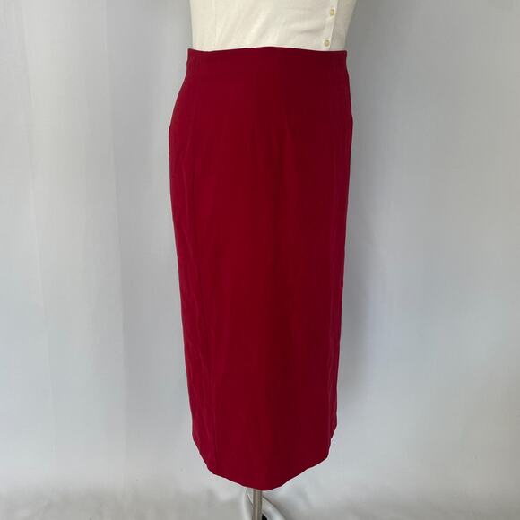 Y2K Long Pencil Skirt Size 16 Red Solid Minimal Career Office Academia 90s Vtg - Picture 4 of 16